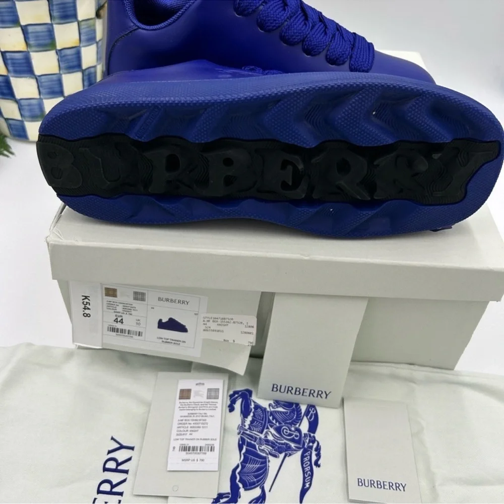 Men’s Burberry box leather sneakers, size 44 made in Italy - Picture 3 of 9